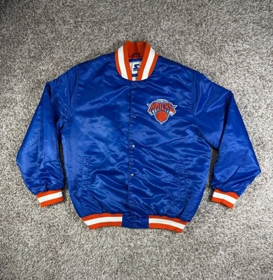 Starter New York Knicks Satin Bomber Jacket Blue Men's Size XL - Image 1 of 4