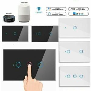 1-3 Gang Wall Light Smart Touch Switch WiFi Control Works With Alexa Google App