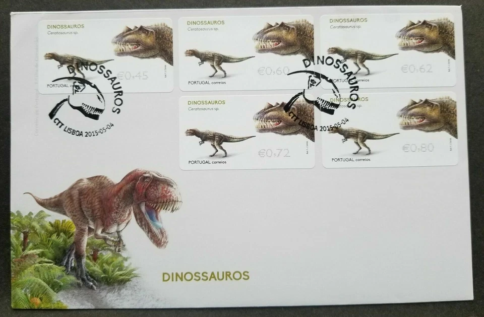[SJ] Portugal Dinosaurs Post & Go ATM Pre Historic 2015 (frama label stamp FDC) - Image 1 of 4