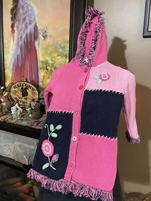 Toddler Girls  2T SAVANNAH Multi Color Knit Sweater W/ Hood Fringe Button Down - Image 1 of 4