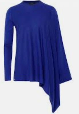 Ted Baker Jumper Cashmere Wool Silk RRP£350 black or Blue Asymmetric shawl ponch - Image 1 of 4