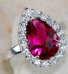Ring 2 kt behandelter Rubin & weißer Topas 925 Sterlingsilber Größe 8 U2-8 - Bild 1 von 2