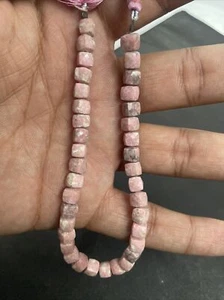 8" Natural Thulite Faceted Briolet 3D Cube Box Shape 6-7mm Size Gemstone Beads - Picture 1 of 4