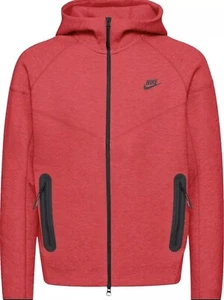 Nike Tech Fleece Windrunner Men's M FullZip Red Heather Black Hoodie FB7921-672 - Picture 1 of 5