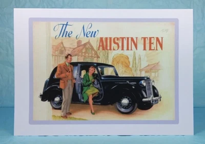 AUSTIN TEN 10 - GREETING CARD - Classic Car Memorabilia -  Blank inside - Image 1 of 3