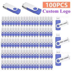 Free Custom Logo Personalized Laser Print 100 Pack 1GB-128GB USB 2.0 Flash Drive - Picture 1 of 12