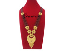 Nepalese Indian Gold Plated Ranihaar Beads Long Necklace/Red Cyastal Pote Maala
