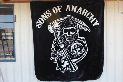 GRIM REAPER SONS OF ANARCHY QUEEN SIZE BLANKET BEDSPREAD - Image 1 of 2
