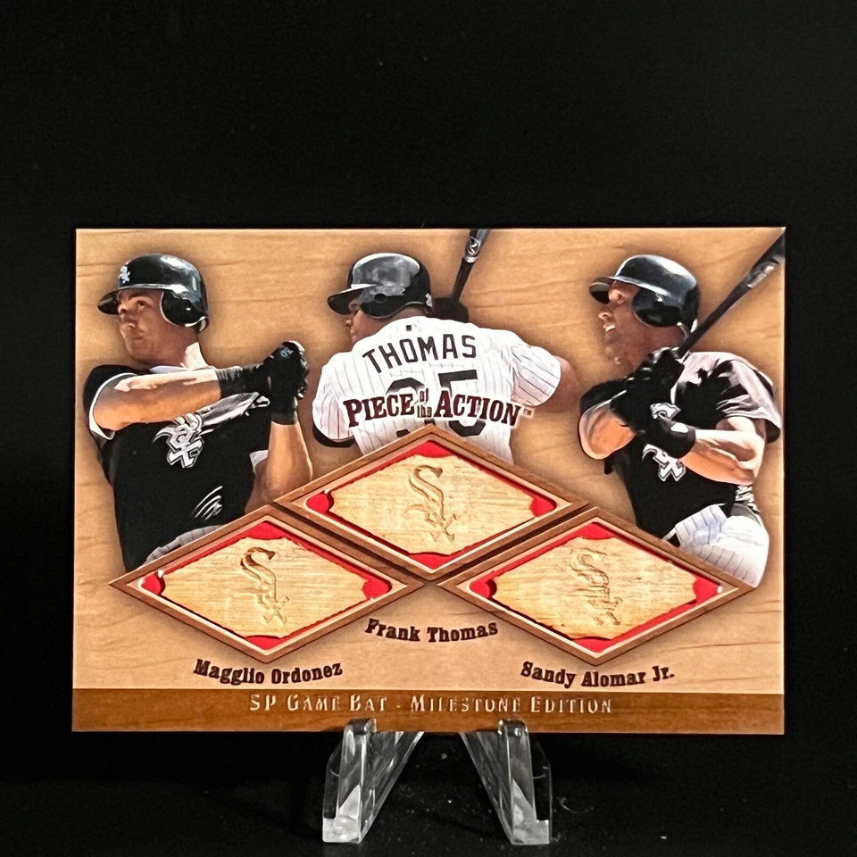 Ordonez Thomas Alomar 2001 SP Game Bat Edition Trios Triple OTA Piece Action - Image 1 of 2