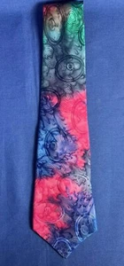 Vintage Silk by Jasmine  Retro 100% Silk Necktie Water Color Print - Picture 1 of 4