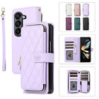 For Samsung Galaxy Z Fold5/4/3 Zipper Card Wallet Stand Crossbody Case Cover
