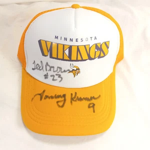 Tommy Kramer #9 & Ted Brown #23 AUTOGRAPH Hat MN Vikings NFL Auto Skol - Picture 1 of 6