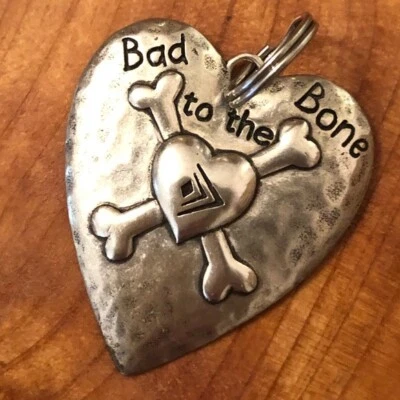 SILPADA 925 Sterling Silver Heart Bad To The Bone Dog Tag Charms Pendant S2125  - Image 1 of 4