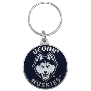UCONN Huskies Round 3-D Metal Key Chain NCAA Licensed - Picture 1 of 3