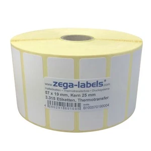 Thermotransfer Etiketten Rolle - 57 x 19 mm - 3.315 Stück Kern25 mm Zebra GK420T - Bild 1 von 1