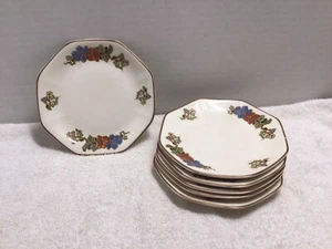 1927 Atlas Globe China Company Saucers Rust Blue Red Rose Vintage RARE (6) - Picture 1 of 7