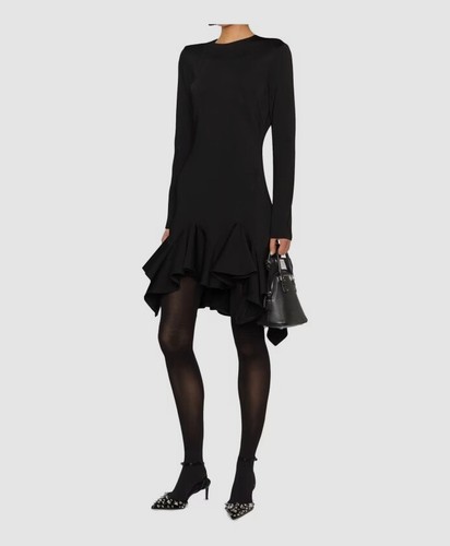 Givenchy Mini Abito Donna Nero in Jersey con Arruffature Taglia S