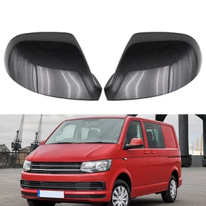 Carbon Fiber Pattern Side Wing Mirror Cover Cap For VW Transporter T5 T5.1 T6 - Picture 1 of 12