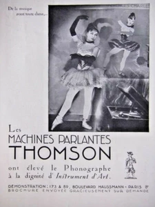 PUBLICITÉ 1935 THOMSON PHONOGRAPHE - MACHINES PARLANTES - DANSEUSE - ALBAN - Picture 1 of 1