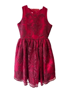 Chasing Fireflies Sz 12 Girls Red Lace Party Dress Fancy Princess Party - Picture 1 of 4