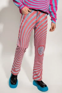 MSFTSrep Jaden Smith Straight Leg Logo Print Jeans Blue Pink Swirl Size 28 - Picture 1 of 13