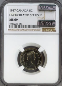 1987 Canada 5 Cents 5C NGC MS69 UNC SET - Quality Auction - Picture 1 of 2
