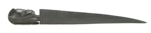 Cuchillo abridor de cartas de madera negra vintage arte africano tallado 10" con cabeza de mujer. - Imagen 1 de 3