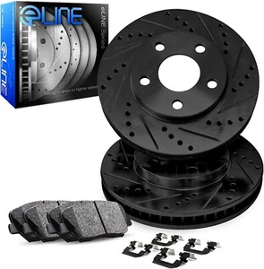 Rear Brake Rotors Drill Slot Black + Ceramic Pads and Hardware Kit 1BC.42020.42 - Bild 1 von 9
