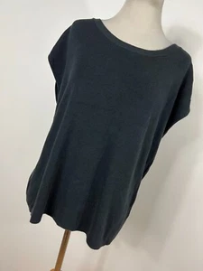 Coldwater Creek 1X Shirt Top Black Knit Cap Sleeve Stretch Cotton Blend R6 - Picture 1 of 6