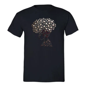 XtraFly Apparel Men's Tee Afro Lady Bandana Silver Sequin Sexy Party DJ T-shirt - Picture 1 of 3