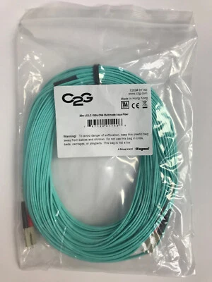 C2G 01140 25M LC/LC 10GB OM4 MULTIMODE AQUA FIBER CABLE NEW IN BAG - Image 1 of 3