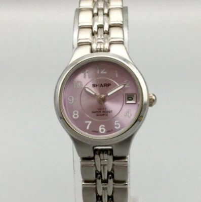 Reloj Sharp Mujer 23mm Tono Plateado Fecha Esfera Rosa Batería Nueva 7.25" Foto 1 de 4
