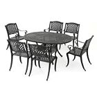 Carysfort Outdoor Round Aluminum Dining Set by Christopher Black Sand 7-Piece Se