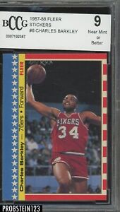 1987-88 Fleer Sticker #6 Charles Barkley 76ers RC Rookie HOF BCCG 9sc