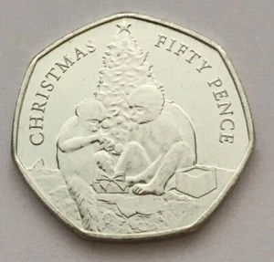 2021 Gibraltar Christmas Monkeys 50p Fifty Pence Uncirculated from Sealed Bag - Picture 1 of 1