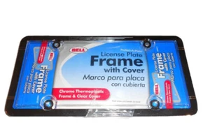 Bell Automotive Universal License Plate Frame w/ Clear Cover, Black, 12in x 6in - Picture 1 of 4