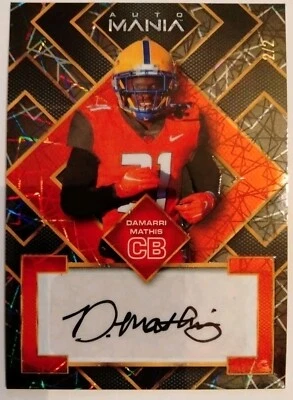 2022 Wild Card Auto Mania Damarri Mathis RC, Laser Auto, #/2.. Only 2 Made!.... - Image 1 of 4
