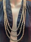 Charming Charlie Rsvp White Silver Gray Faux Pearl Rhinestone Necklace