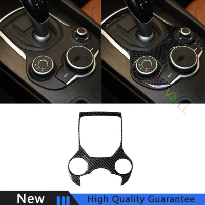 Cubierta del panel de cambio de marchas de coche para Alfa Romeo Giulia Stelvio vinilo fibra de carbono Foto 1 de 4