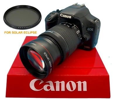 2X ZOOM Lens + SOLAR ECLIPSE FILTER FOR Canon EOS REBEL T3 T3I T5 T5I T6 T100 T8 - Image 1 of 4