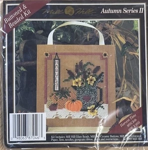 Mill Hill "Harvest Time" Buttoned Beaded Cross Stitch Kit Fall Autumn MHCB46 VTG - Picture 1 of 3
