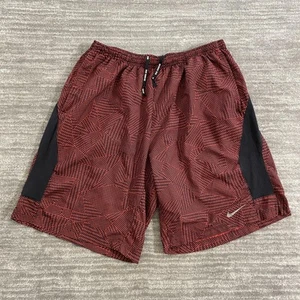 Nike Dri-FIT Running Shorts Large Red Black Geometric Pattern Athletic Mens - Picture 1 of 11