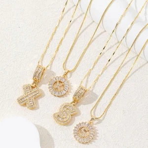 2Pcs/Set Round Flower Alphabet Necklace for Wife Women Girls - Picture 1 of 21