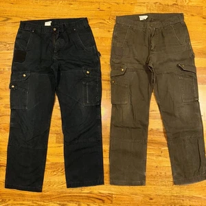 LOT 2x Used Carhartt B342 Ripstop Cargo Double Front Pants Mens 34x32 DISTRESSED - Picture 1 of 11