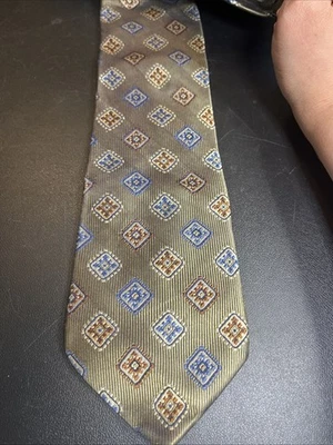 🇺🇲 Corbata de seda Bachrach 58x3,75 marrón geométrica Foto 1 de 4