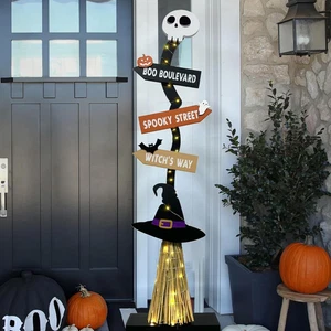 Halloween Decorations -Lighted Wooden Witch’S Broom for Indoor Outdoor Porch Yar - Picture 1 of 12