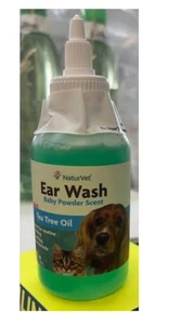 NUTRAVET Ear Wash Plus Tea Tree Oil, baby powder scent, for Cats and Dogs, 4 Oz - Picture 1 of 3