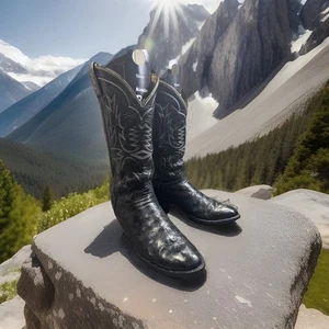 TONY LAMA VINTAGE OSTRICH NEW SOLES COWBOY BOOTS SIZE 8.5 B - Picture 1 of 11