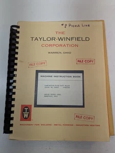 Taylor Winfield Machine Instruction Manual Combination Flash Butt Welder #59643 - Picture 1 of 10