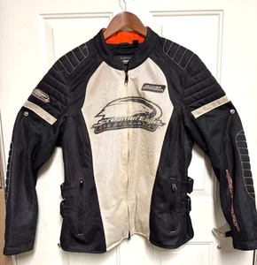 Harley Davidson Womens Riding Jacket 2X Black White Armor Pockets Reflective - Picture 1 of 16